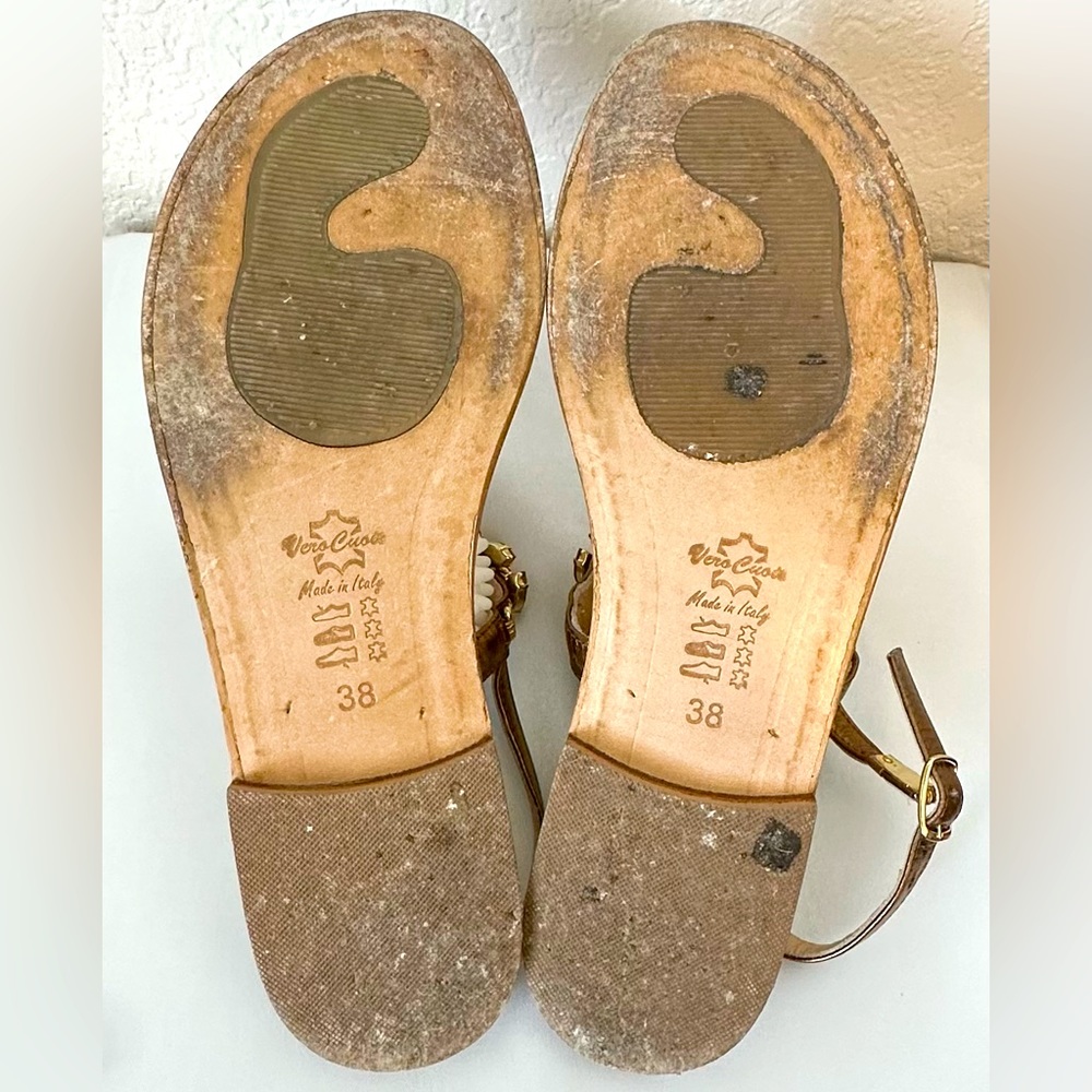 Safari Positano Vero Cuoio Embellished w/ Bronzed Swarovski, Size 38 - Picture 6 of 6